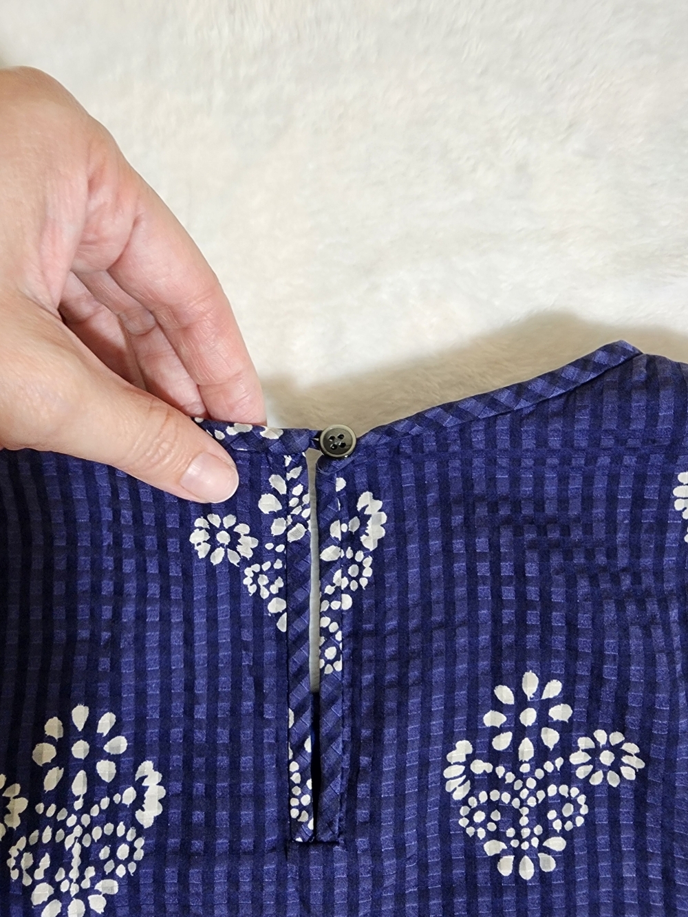 Madewell Skyscape Flower Stamp Shift Dress Blue Silk Cotton Blend Size Small - Picture 12 of 14